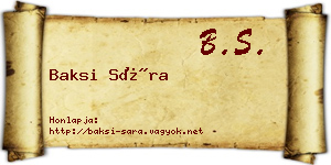Baksi Sára névjegykártya