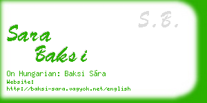 sara baksi business card